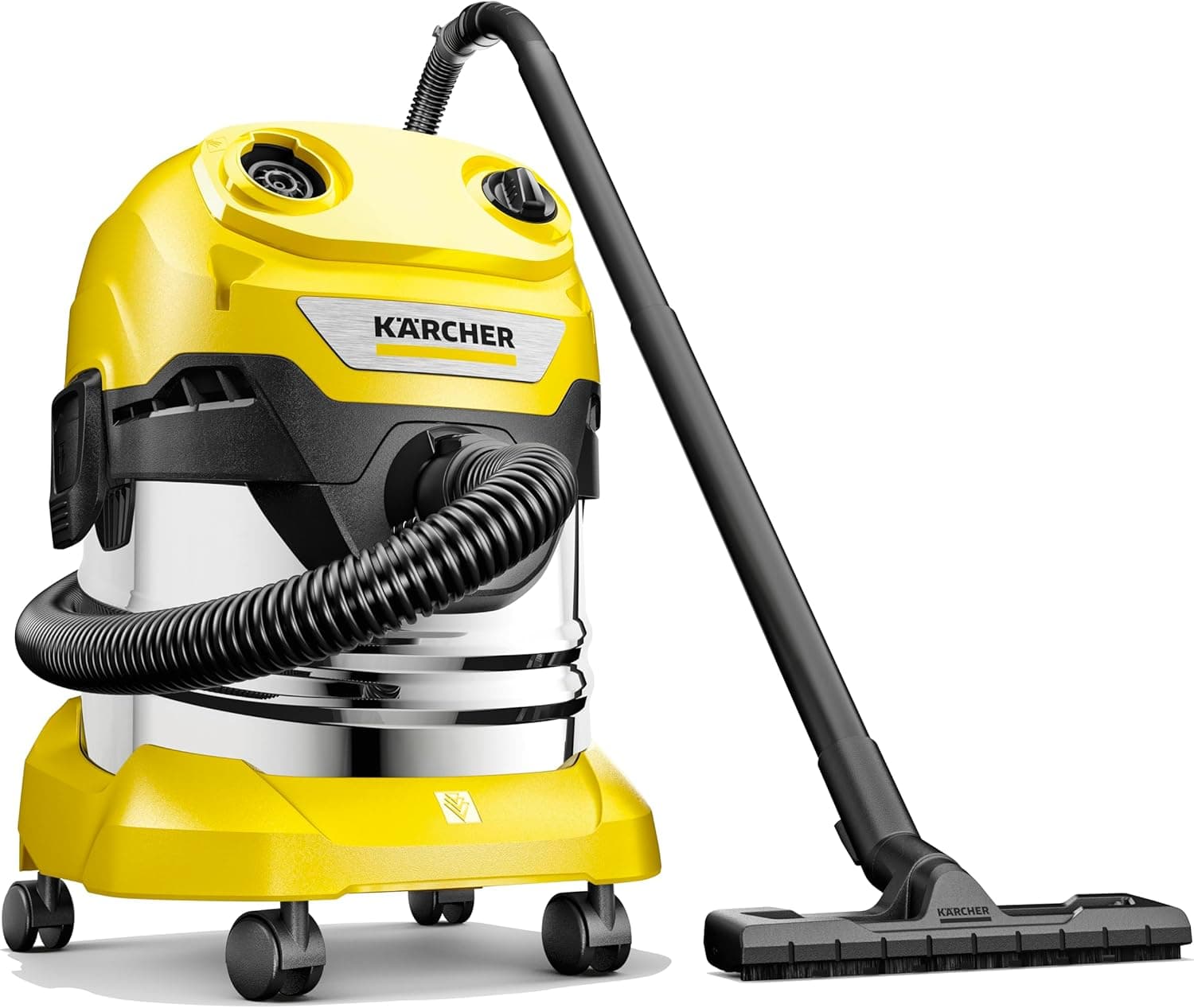Kärcher Kärcher WD 4V S-20/5/22 Afvalemmer van roestvrij staal, krachtige stofzuiger met 220 AW, 1000 W, met zak, geel/zwart Avis - Sélectionner l'image 2